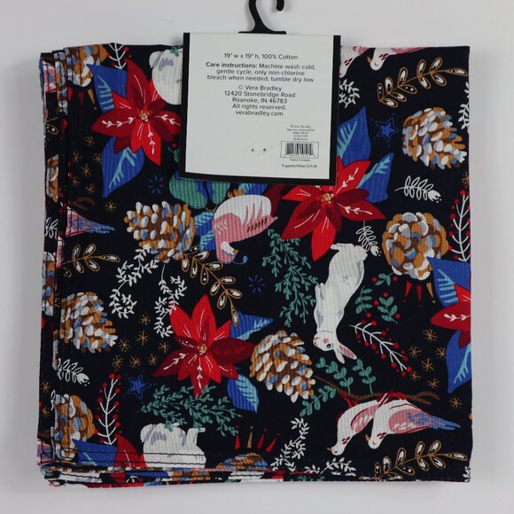 Vera Bradley WINTER FOREST Set of 4 Dinner Napkins - Home Christmas Holiday NEW! - Picture 2 of 2